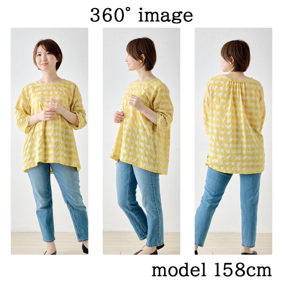 【限定品】日本製 ブラウス チェック レディース 春 夏 秋 トップス レディース 女性 春 夏 クルーネック 丸襟 カジュアル さらさら 薄手 女性カジュアル |  | 15