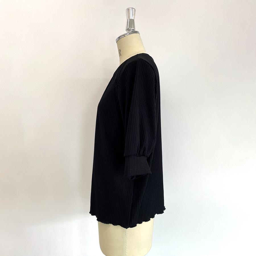 【限定品】リブカットソー ゆるふわ 半袖 五分袖 トップス レディース 春 夏 秋 L LL クルーネック 丸襟 カジュアル さらさら 薄手 女性カジュアル |  | 08