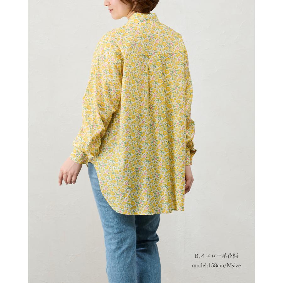 J.PRESS／リバティ タナローン ノーカラー半袖ブラウス コットンシャツ花柄 span-d2c_8130993