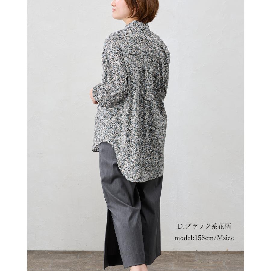 LIBERTY リバティ　ハンドメイド　ブラウス　シャツ　植物図鑑　フラワー リバティ LIBERTY シャツ衿 日本製 花柄 フラワー ボタニカル