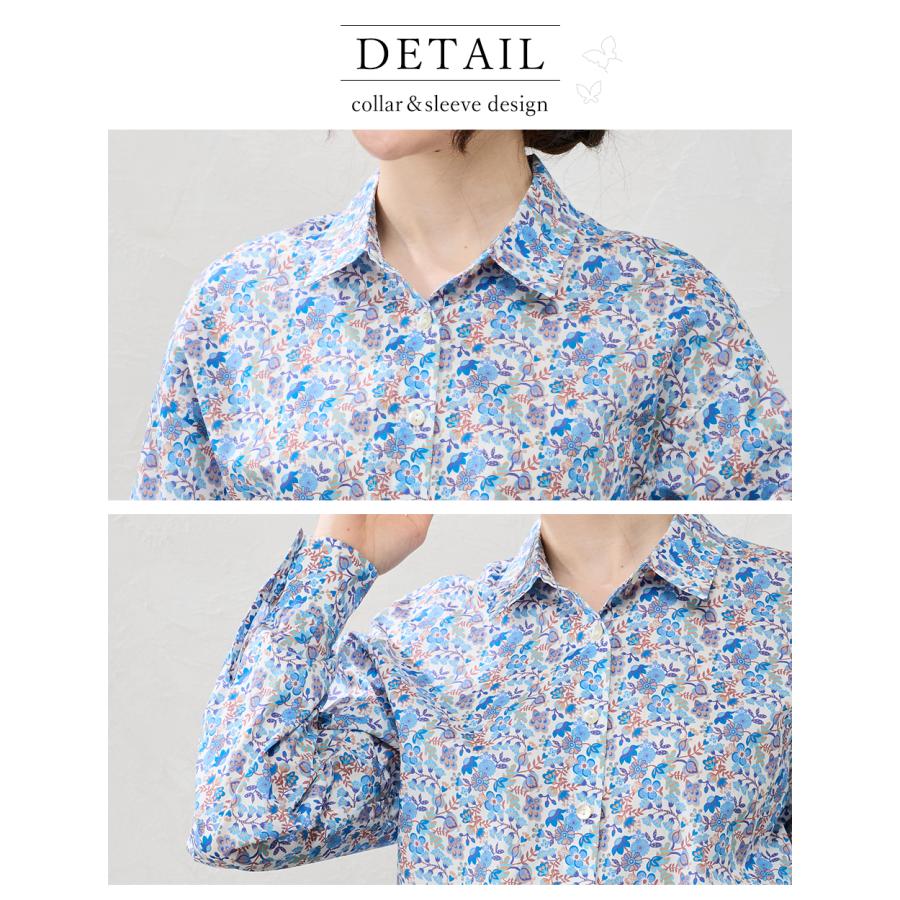 リバティ LIBERTY シャツ衿 日本製 花柄 フラワー ボタニカル プリント 綿100％ コットン 綿 タナローン シャツ ブラウス 羽織 重ね着 長袖 レディース |  | 21