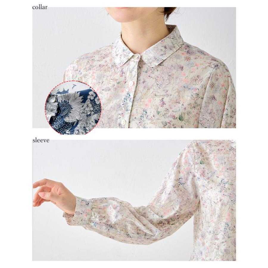 リバティ タナローン ワンピース レディース 大人 ロング丈 ロングワンピース シャツワンピース 大人 綿 コットン きれいめ 長袖 aライン 30代 40代 50代 春 夏 |  | 22