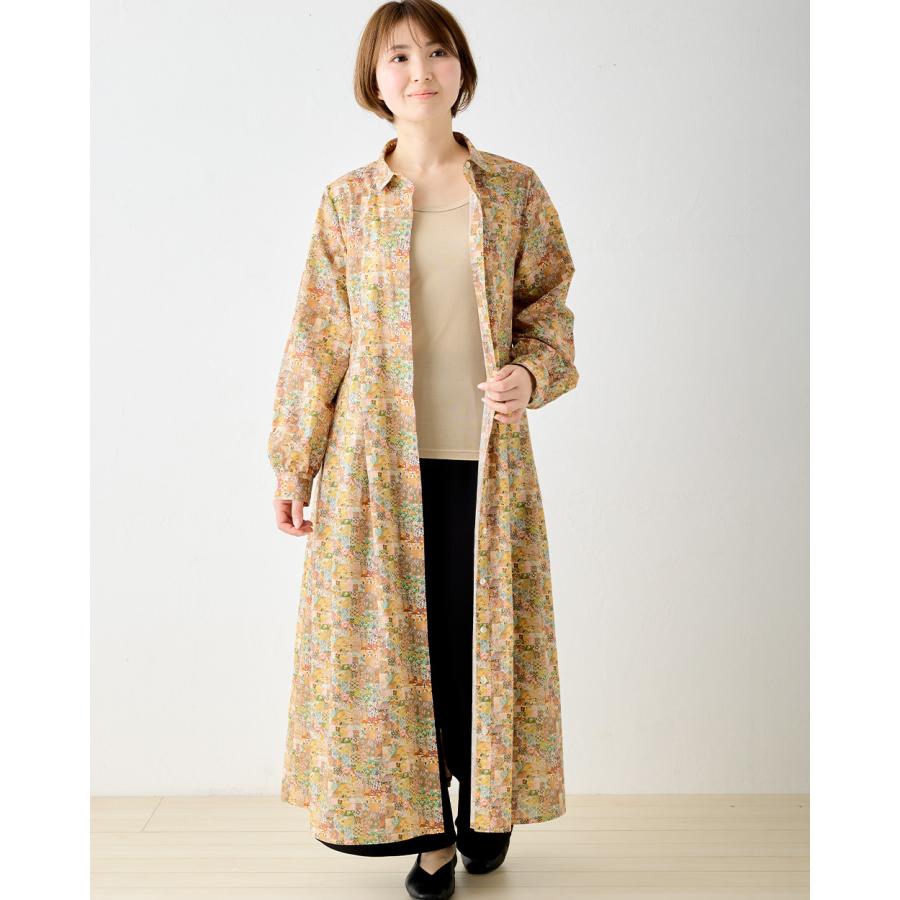 極美品✨ シャワーパーティ【1】リバティ　ロングシャツワンピース　タナローン青綿 極美品✨ シャワーパーティ【1】リバティ ロングシャツ