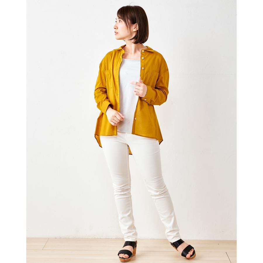 日本製 綿100% レディース シャツ ブラウス トップス シアーシャツ 透け感 長袖 ポケット |  | 06