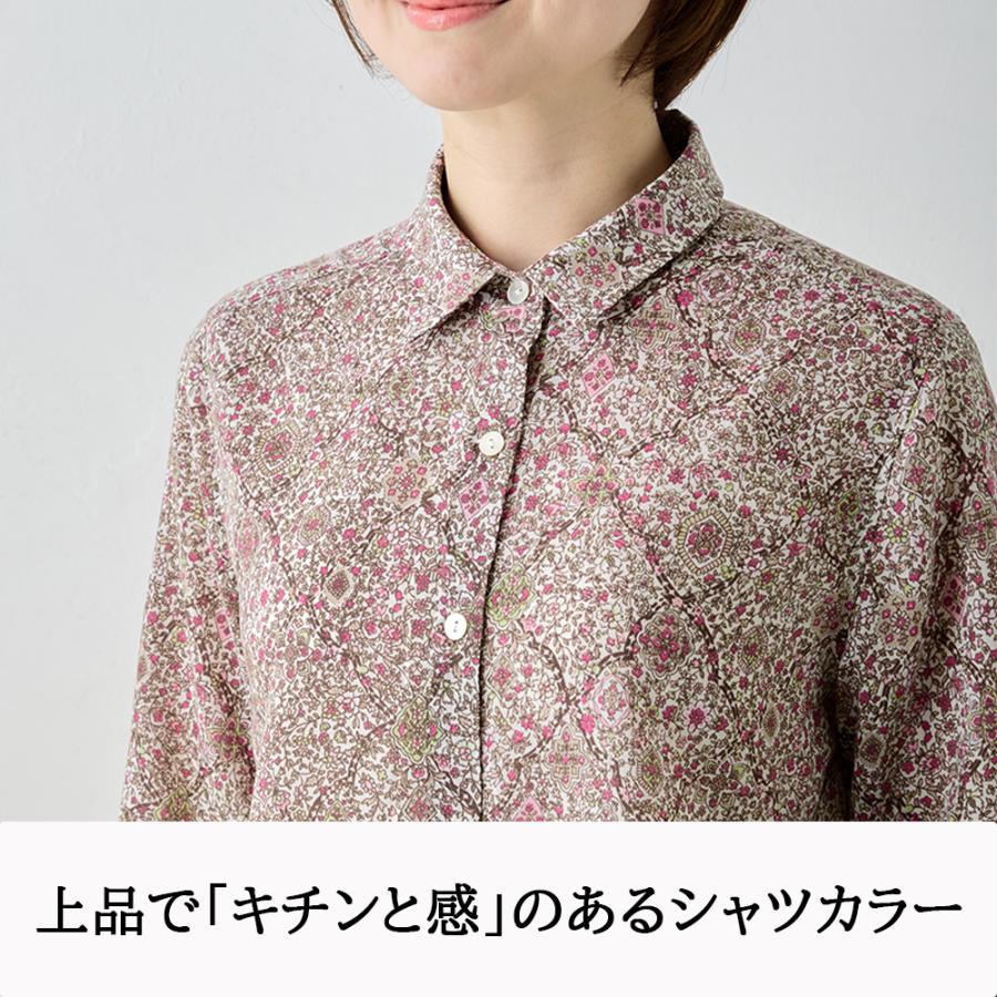 花柄ポリエステル長袖ブラウス 36 限定品】日本製 ブラウス 花柄 長袖 レディース ポリエステル100％ 春