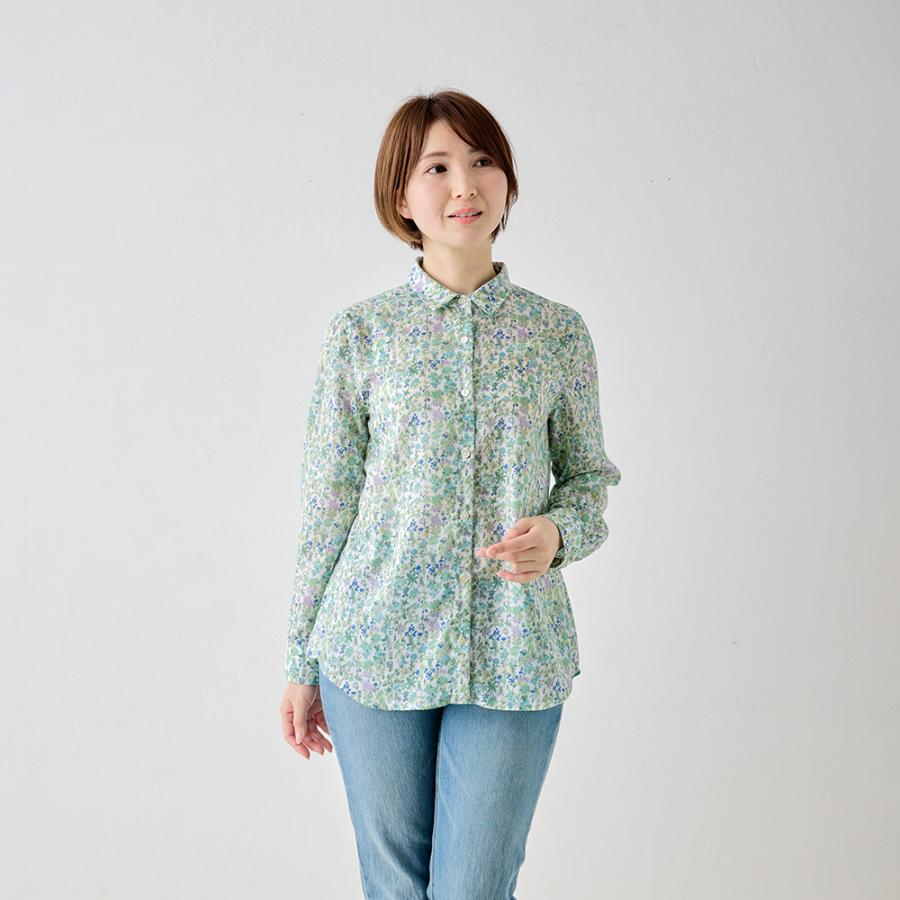 限定品】日本製 ブラウス 花柄 長袖 レディース ポリエステル100％ 春