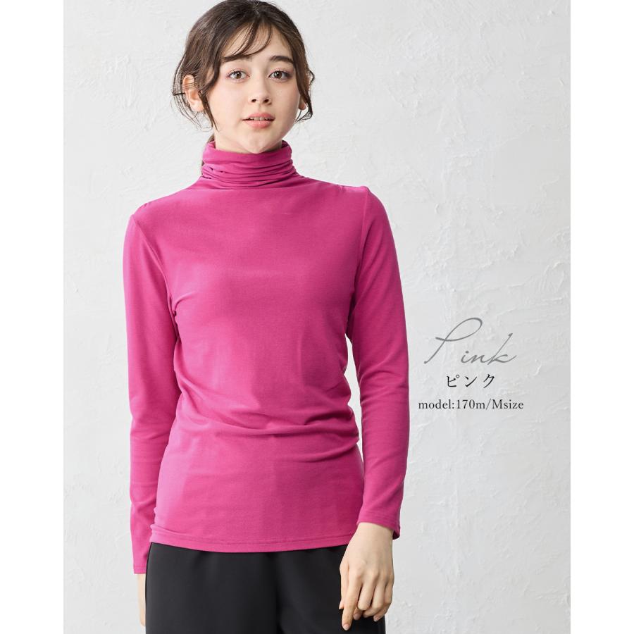 日本製 東レ インターアクション タートルネック レディース 長袖 ハイネック tシャツ トップス カットソー 暖かい インナー 裏起毛 暖かい 蓄熱 |  | 24