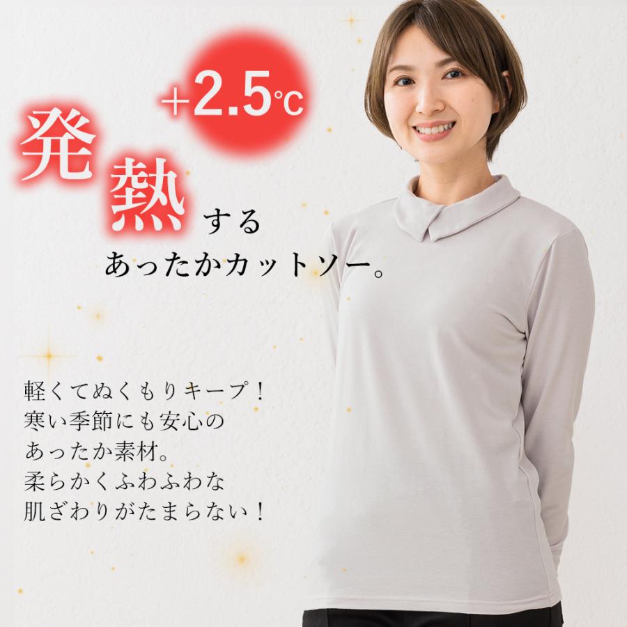 あったか素材 日本製 東レ 起毛 襟付き 長袖 カットソー インナー 秋 冬 トップス Tシャツ 登山 暖かい 冬服 ゆったり |  | 06