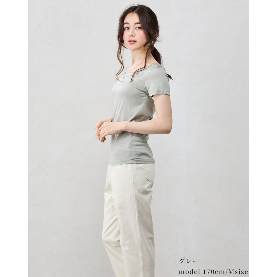 日本製 シルク100％ バレエネック バレリーナネック tシャツ インナー 登山 シャツ 半袖 レディース クルーネック カットソー トップス 絹 さらさら 吸湿性 |  | 13