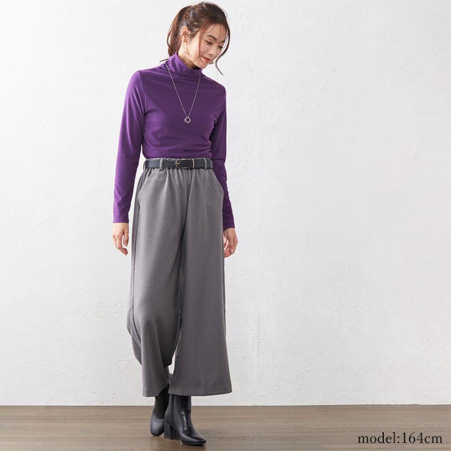 ワイドパンツルック レディース ガウチョパンツ ウエストゴム きれいめ