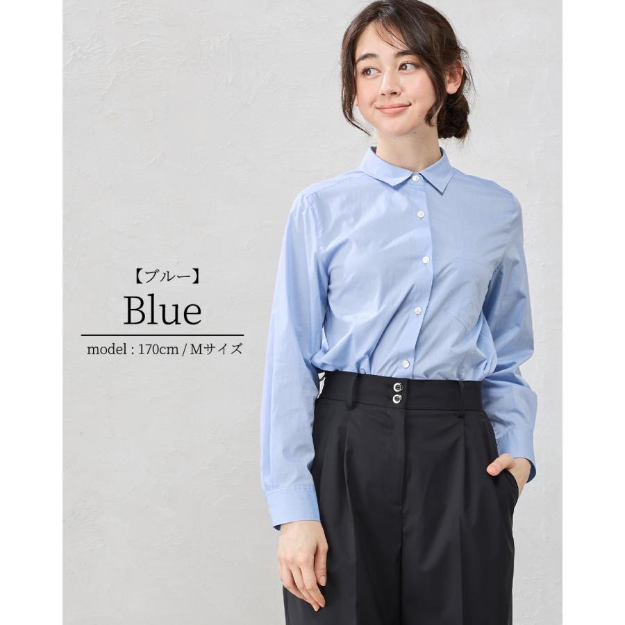 日本製 綿100% カンクリーニダーツブラウス レディース シャツ ブラウス トップス シアーシャツ 透け感 長袖 ポケット フォーマル 羽織 重ね着 ボタン |  | 13