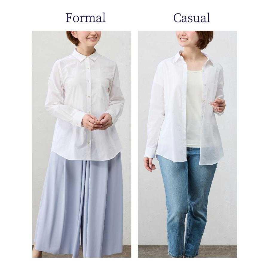 日本製 綿100% カンクリーニダーツブラウス レディース シャツ ブラウス トップス シアーシャツ 透け感 長袖 ポケット フォーマル 羽織 重ね着 ボタン |  | 05