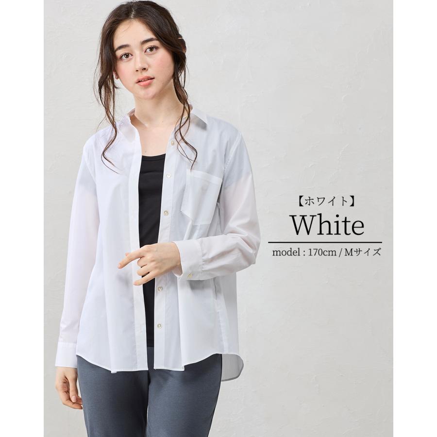 日本製 綿100% カンクリーニダーツブラウス レディース シャツ ブラウス トップス シアーシャツ 透け感 長袖 ポケット フォーマル 羽織 重ね着 ボタン |  | 09