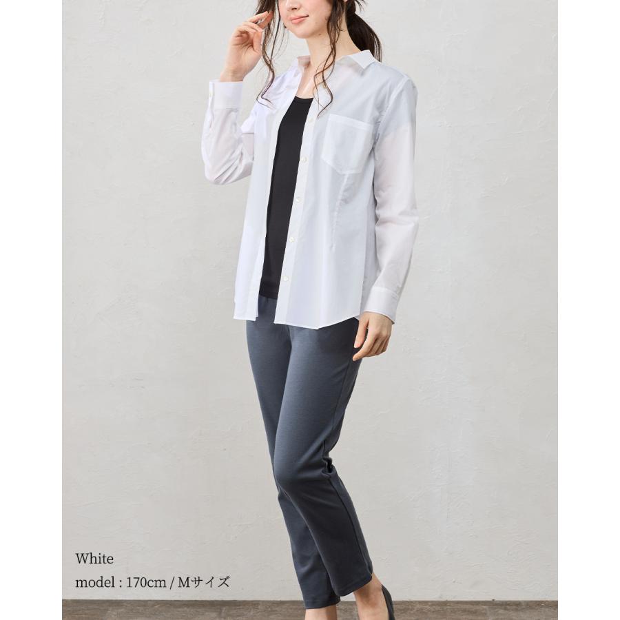 日本製 綿100% カンクリーニダーツブラウス レディース シャツ ブラウス トップス シアーシャツ 透け感 長袖 ポケット フォーマル 羽織 重ね着 ボタン |  | 10