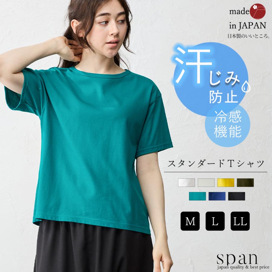 日本製 汗ジミ防止 tシャツ レディース 接触冷感 UVカット 綿100