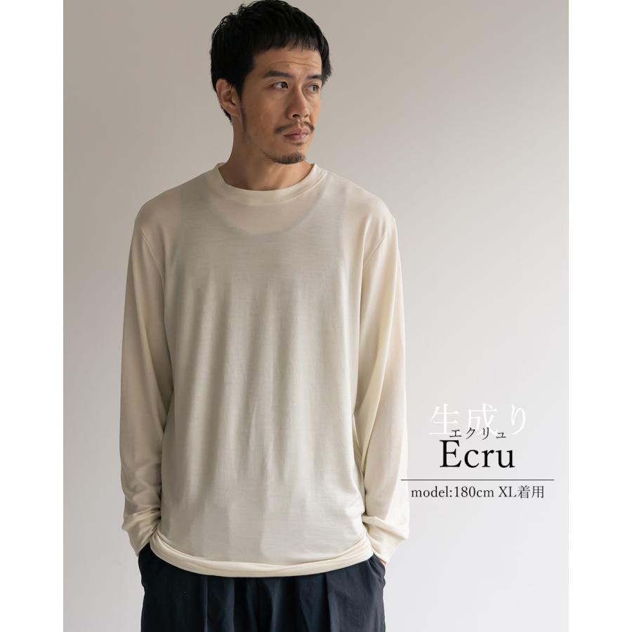 メンズ スーパー160 メリノウール 日本製 尾州織り 長袖 tシャツ