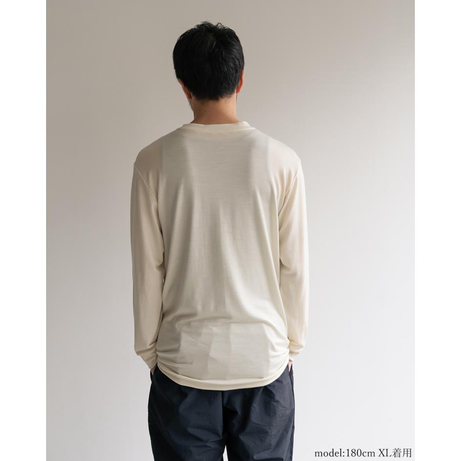 メンズ スーパー160 メリノウール 日本製 尾州織り 長袖 tシャツ