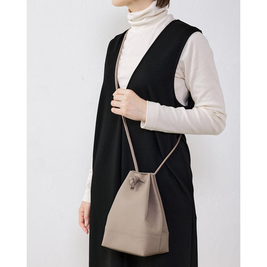 日本製 レザー 本革 やわらかい 巾着バッグ 巾着ショルダー ミニ