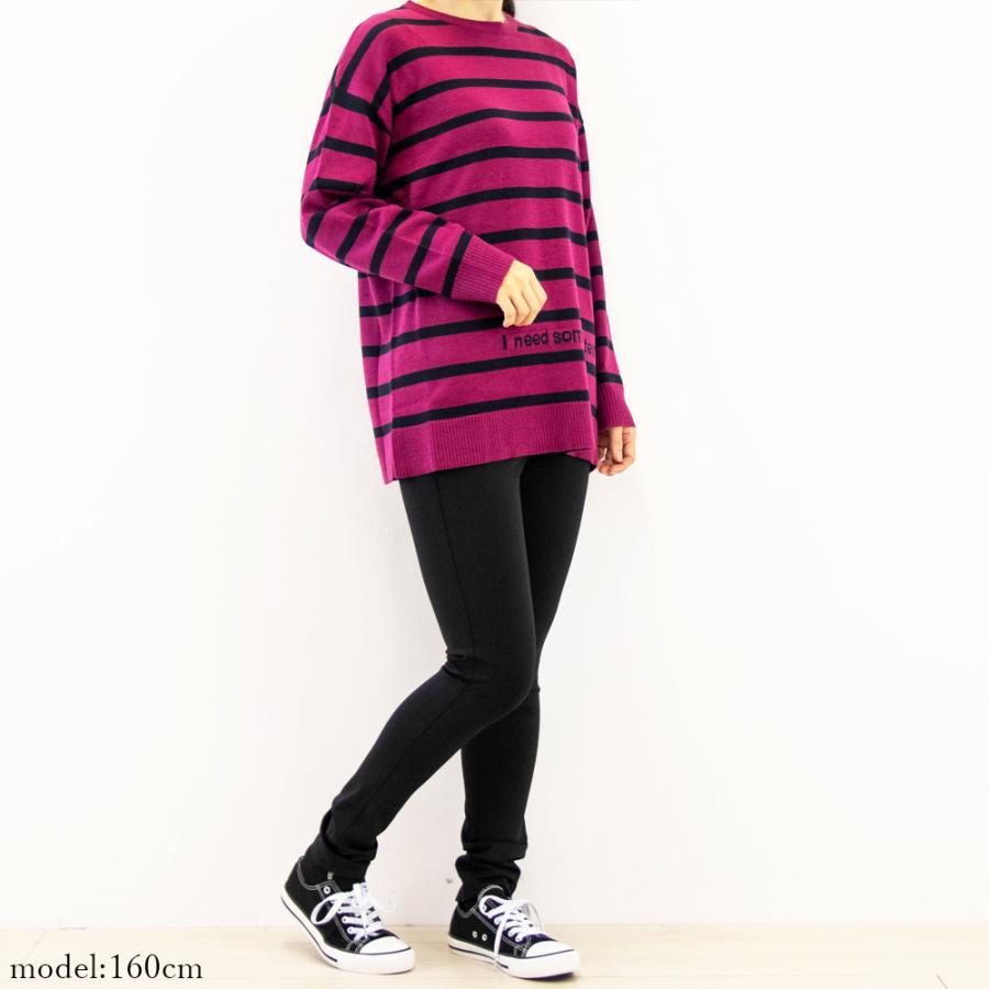 ボーダー 長袖 レディース ニット セーター トップス クルーネック 丸首 オーバーサイズ 釦 薄手 ゆったり 柄 おしゃれ go40547 1219s |  | 10