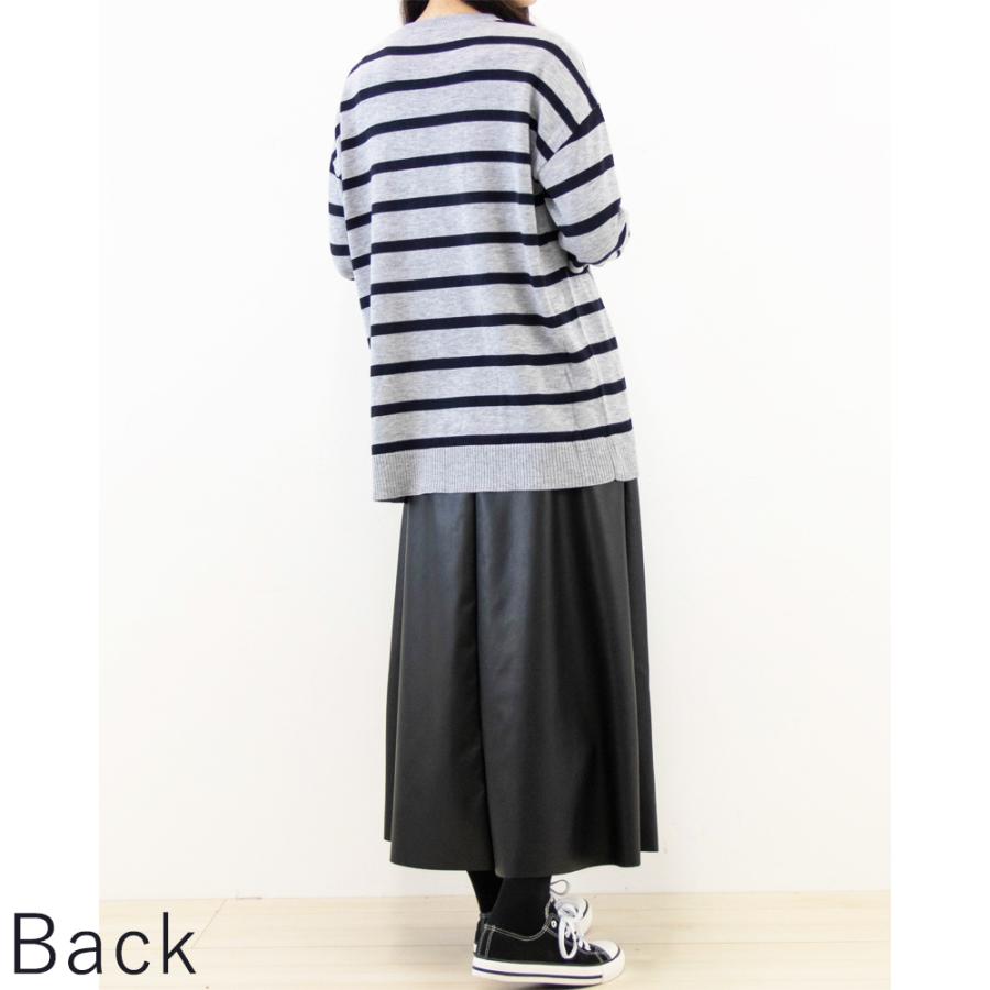 ボーダー 長袖 レディース ニット セーター トップス クルーネック 丸首 オーバーサイズ 釦 薄手 ゆったり 柄 おしゃれ go40547 1219s |  | 11