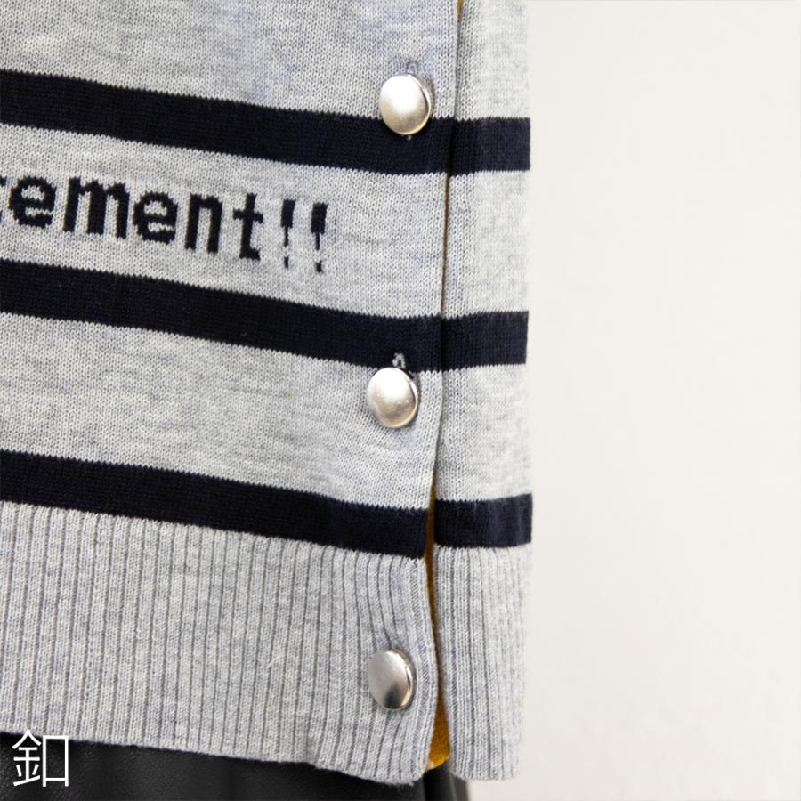 ボーダー 長袖 レディース ニット セーター トップス クルーネック 丸首 オーバーサイズ 釦 薄手 ゆったり 柄 おしゃれ go40547 1219s |  | 15