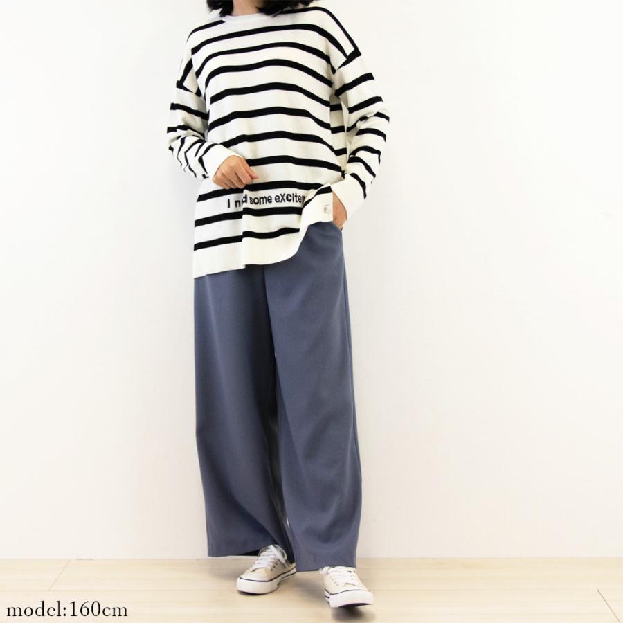 ボーダー 長袖 レディース ニット セーター トップス クルーネック 丸首 オーバーサイズ 釦 薄手 ゆったり 柄 おしゃれ go40547 1219s |  | 04