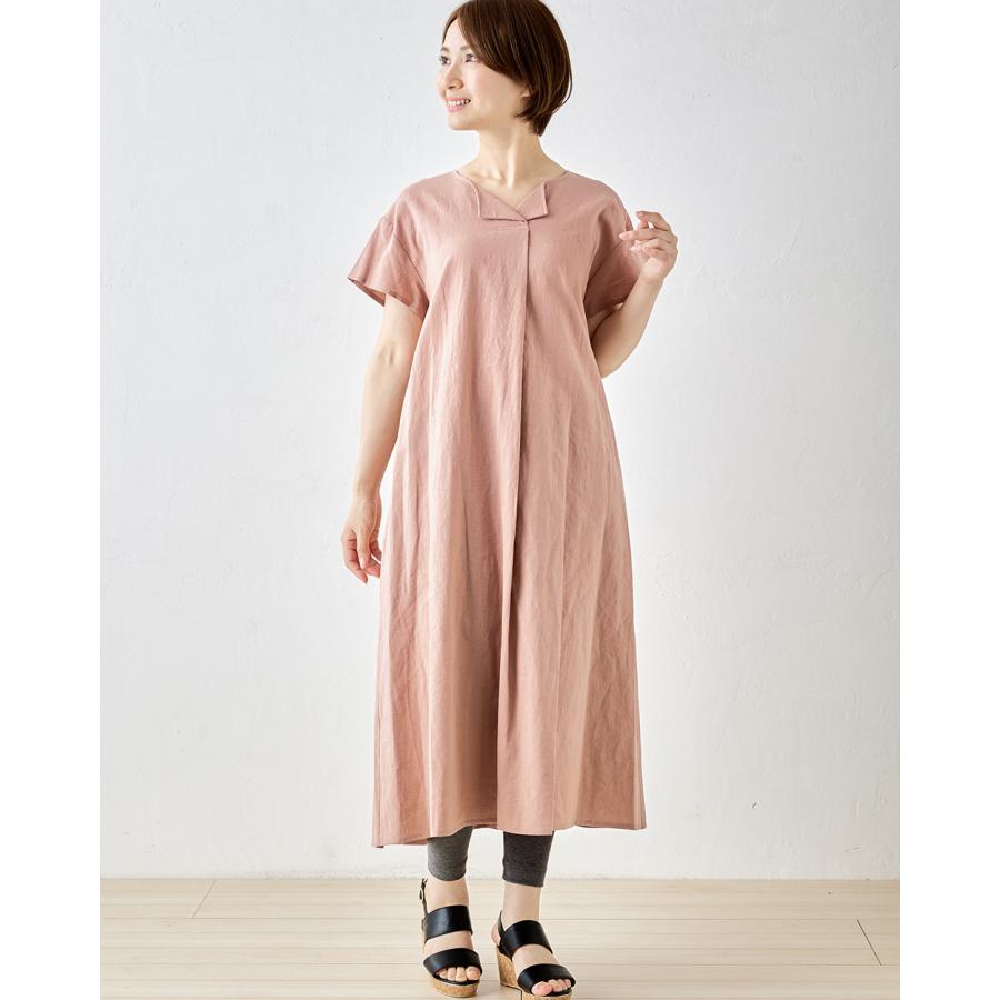 ワンピース ロングワンピース ロング丈 半袖 綿 麻 コットンリネン