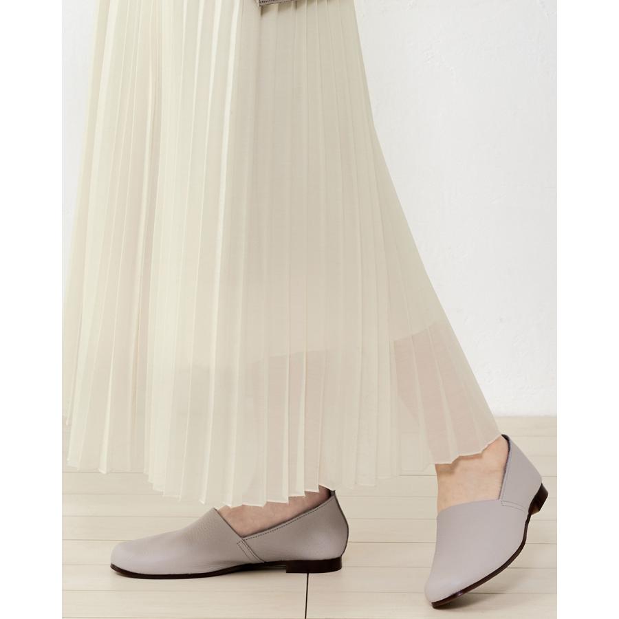 日本製 レザー 本革 スリッポン フラットシューズ ローヒール ぺたんこ