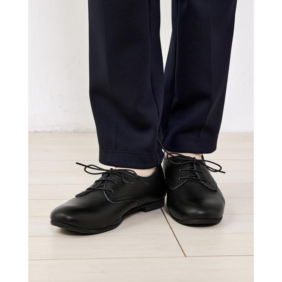 日本製 レザー 本革 レースアップ フラットシューズ ローヒール