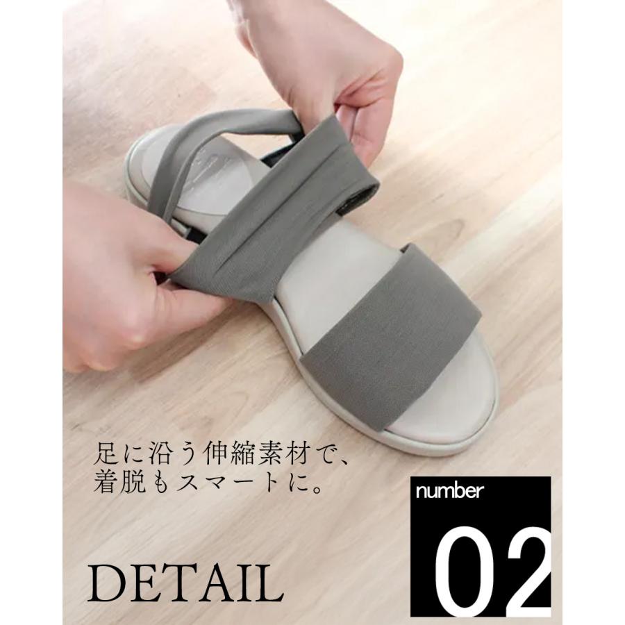 日本製 ストレッチメッシュサンダル サンダル メッシュ ストレッチ 夏 靴 くつ 柔らかい 痛くない 涼しい 軽量 外反母趾 レディース recipe レシピ ブラック