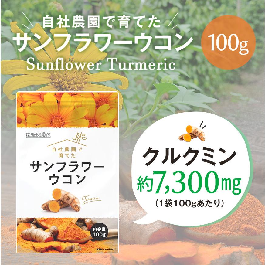 SPANION サンフラワー ウコンパウダー 100g 無農薬栽培 高クルクミン