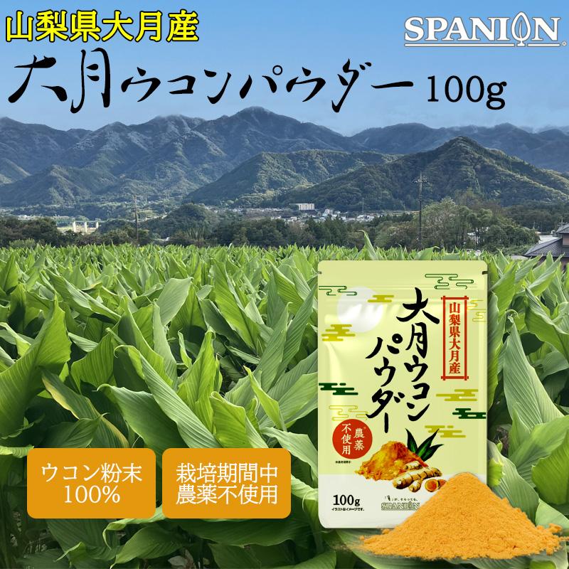 山梨県産 大月 ウコンパウダー 100g 苦味が少ない 無農薬栽培 ウコン粉末 ウコン ターメリック ターメリックパウダー SPANION | SPANION