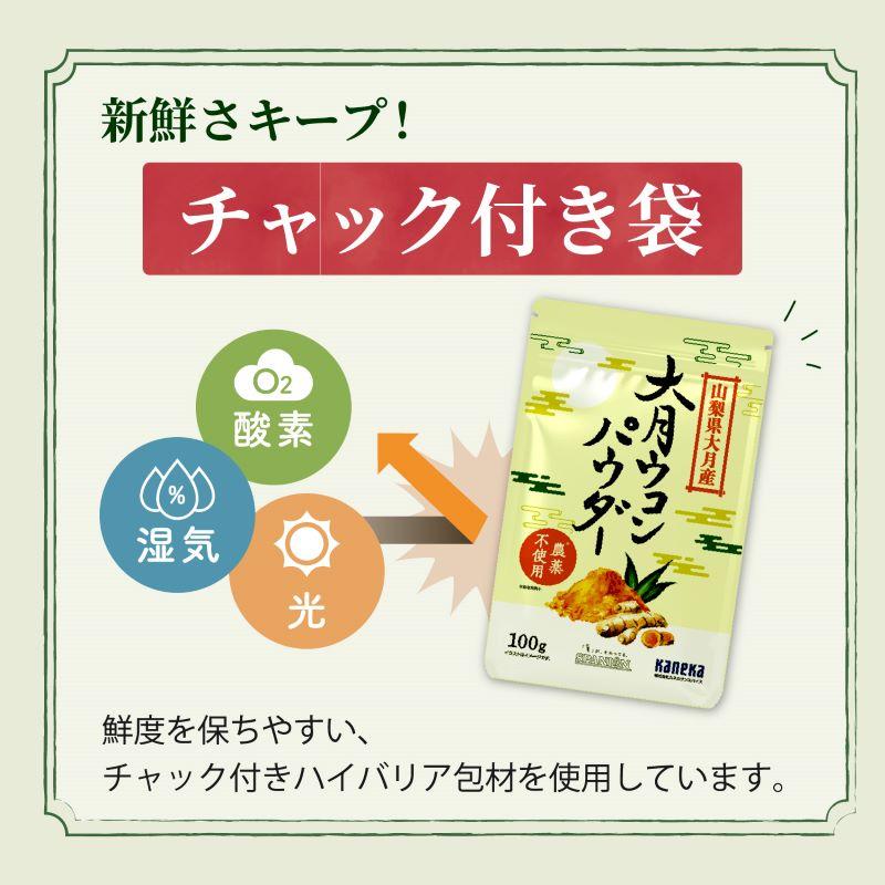 山梨県産 大月 ウコンパウダー 100g 苦味が少ない 無農薬栽培 ウコン粉末 ウコン ターメリック ターメリックパウダー SPANION | SPANION | 09