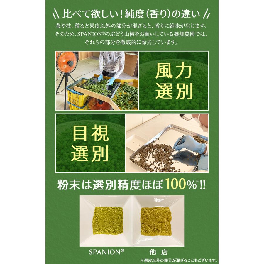 ぶどう山椒 石臼挽き 粉末 12g レビュー特典あり 和歌山県有田川町産 山椒粉末 篠畑農園 有吉ゼミ で紹介 さんしょう 山椒 和山椒 チャック袋入 スパイス 香辛料｜spanion｜07