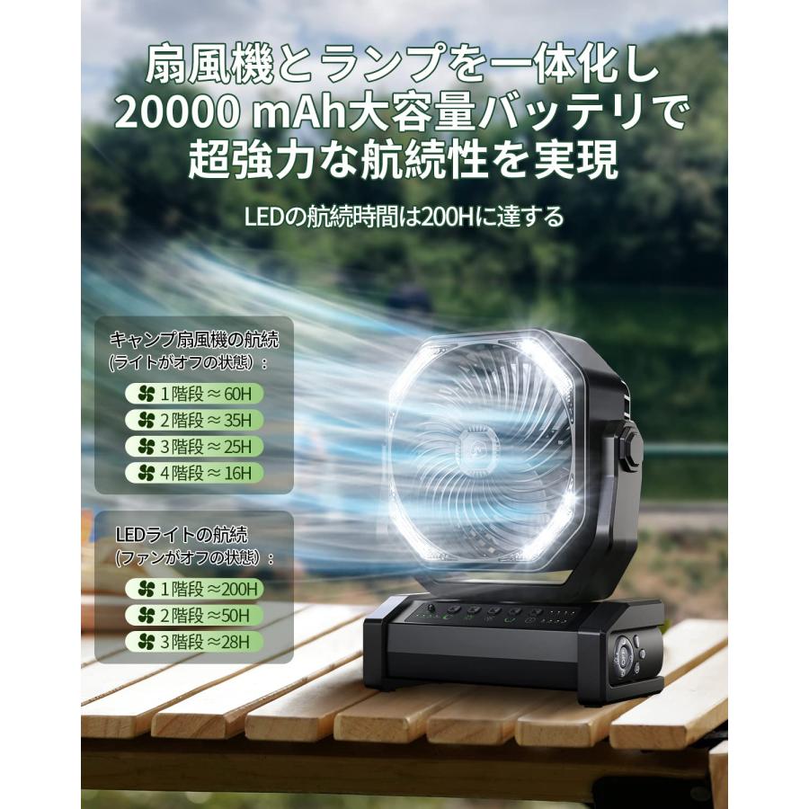扇風機 キャンプ 20000mAh大容量 最大60時間連続使用 Amazon | キャンプ 扇風機 20000mAh大容量 自動首振り 最大60
