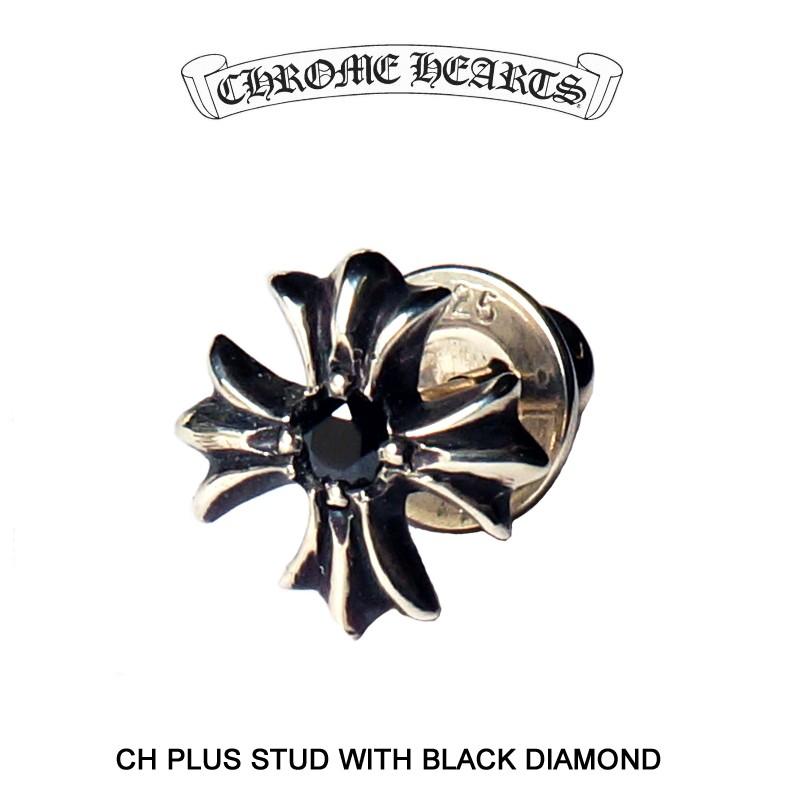 CHROME HEARTS クロムハーツ CH PLUS STUD WITH BLACK DIAMOND CHROME HEARTS クロムハーツ CH PLUS STUD WITH BLACK DIAMOND