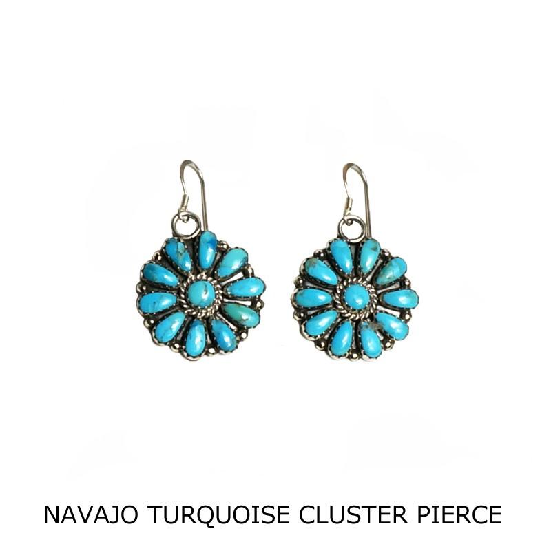 NAVAJO ナバホ インディアン TURQUOISE CLUSTER PIERCE