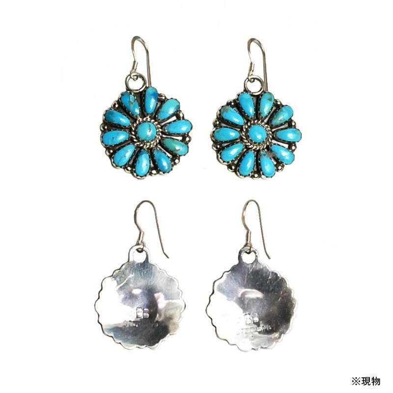 NAVAJO ナバホ インディアン TURQUOISE CLUSTER PIERCE ターコイズ