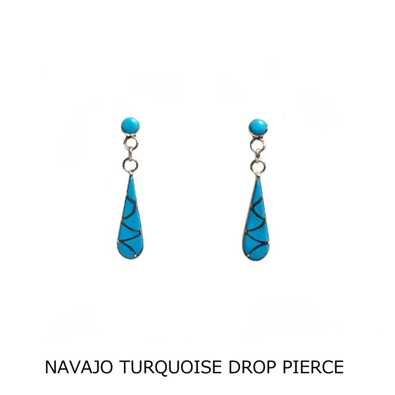 NAVAJO ナバホ インディアン TURQUOISE DROP PIERCE ターコイズ 