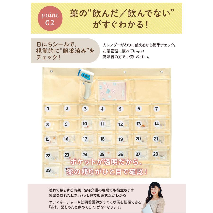 看護師推奨 お薬カレンダー 1ヶ月 ワイドポケット 今日ここクリップ