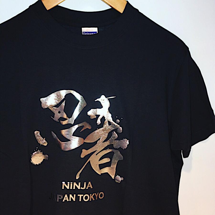 忍者 銀箔 Tシャツ 東京 日本 TOKYO JAPAN 外国人人気 お土産 Tシャツ｜sparkle｜02