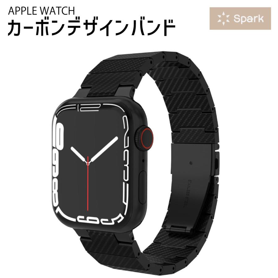 アップルウォッチ バンド apple watch カーボン ベルト 44mm 45mm 49mm 40mm 41mm 46mm 軽量（Yahoo!・スパークス）