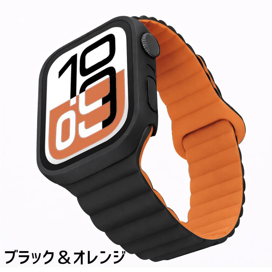 AA2■カスタムカバーxオレンジベルトセット■アップルウォッチ用44mm Apple Watch アップルウォッチ カバー バンド applewatch ベルト