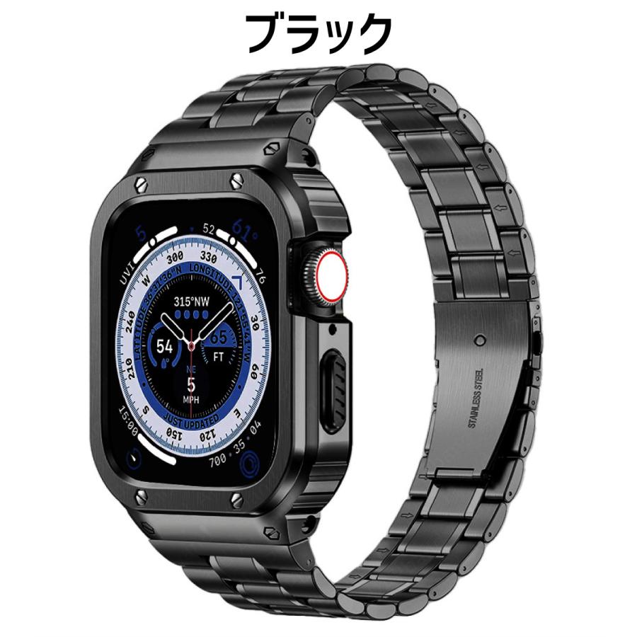 アップルウォッチ ケース apple watch 一体型 カバー バンド ベルト ステンレス 44mm 45mm｜sparksstore｜15