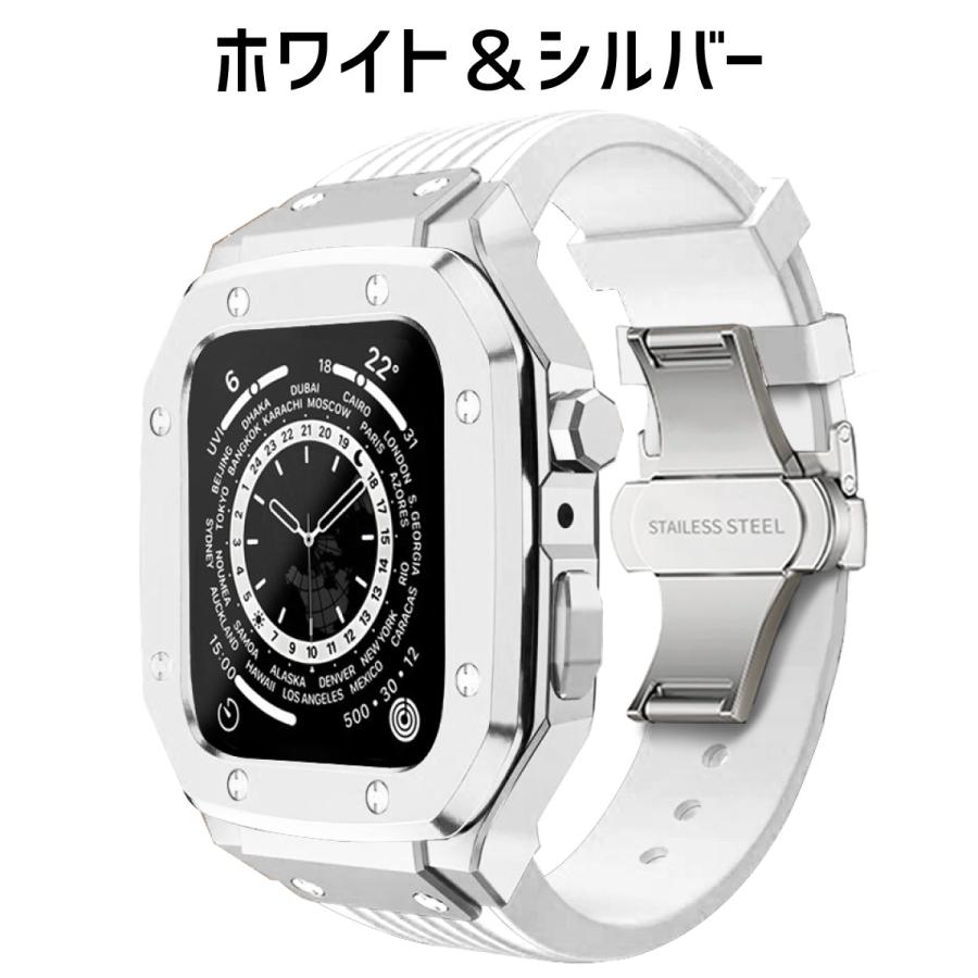 アップルウォッチ ケース apple watch 一体型 カバー バンド ベルト Dバックル 44mm 45mm｜sparksstore｜24