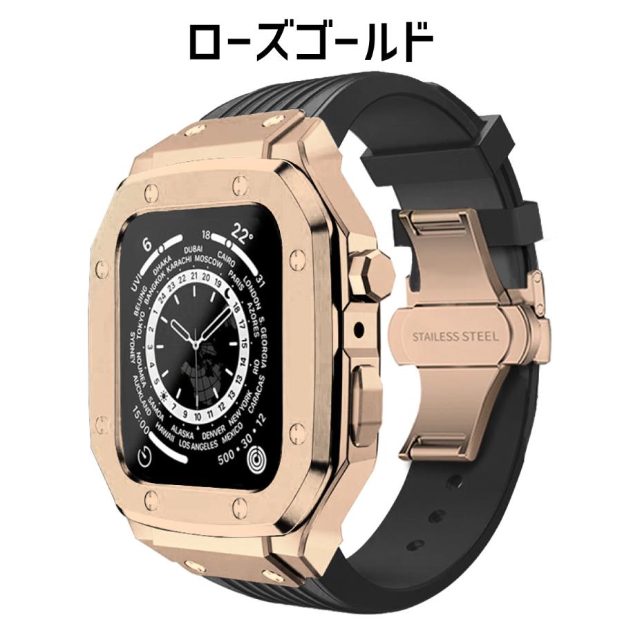 アップルウォッチ ケース apple watch 一体型 カバー バンド ベルト Dバックル 44mm 45mm｜sparksstore｜25