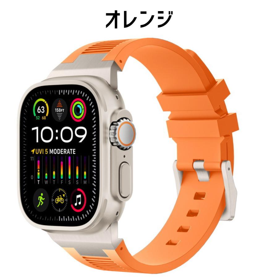 アップルウォッチ バンド apple watch シリコン ステンレス ベルト 49mm 46mm 45mm 44mm チタンカラー アップルウォッチ バンド apple watch シリコン ステンレス ベルト 49mm 46mm 45mm 44mm チタンカラー