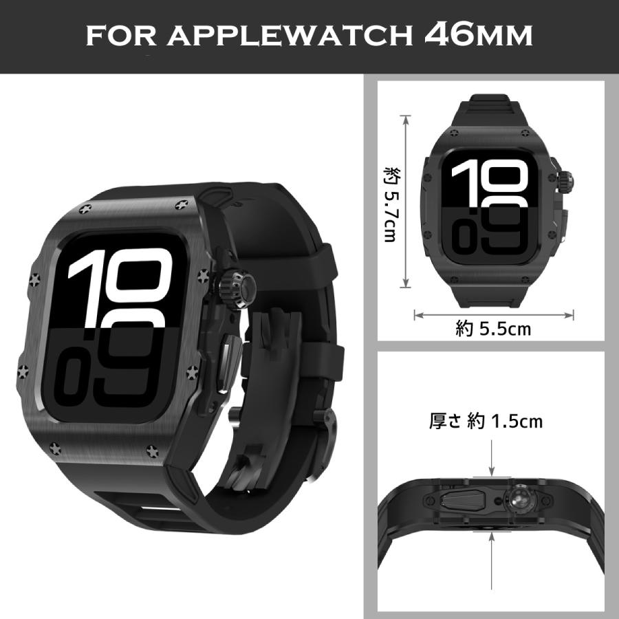 46ミリ　アップルウォッチ10 ブラック ステンレスケース Apple Watch Series 10 アップルウォッチ ケース apple watch 一体型