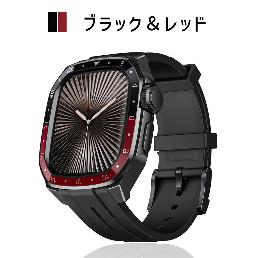 アップルウォッチ ケース バンド カバー ベルト ステンレス 一体型 applewatch 44mm 46mm 45mm メンズ 男性の画像