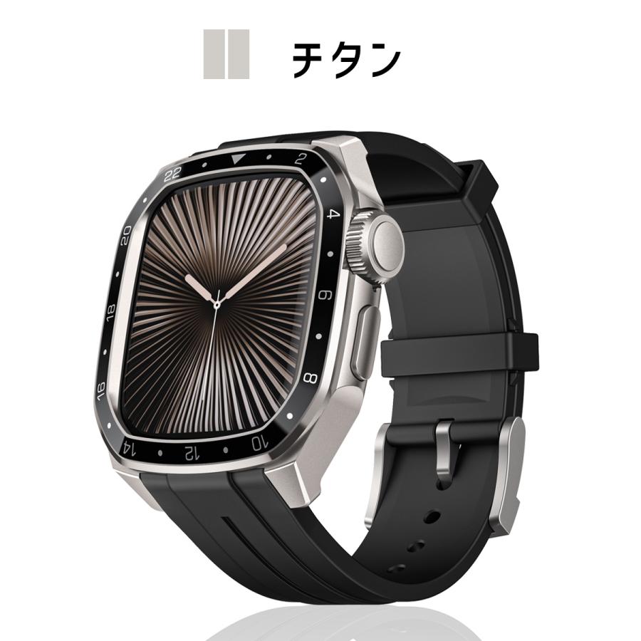 アップルウォッチ ケース バンド カバー ベルト ステンレス 一体型 applewatch 44mm 46mm 45mm メンズ 男性の画像
